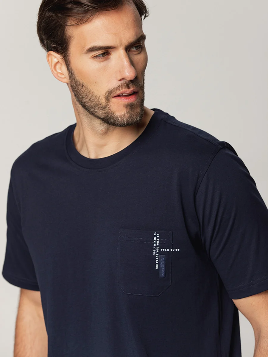 Granatowy t-shirt męski Casa Moda