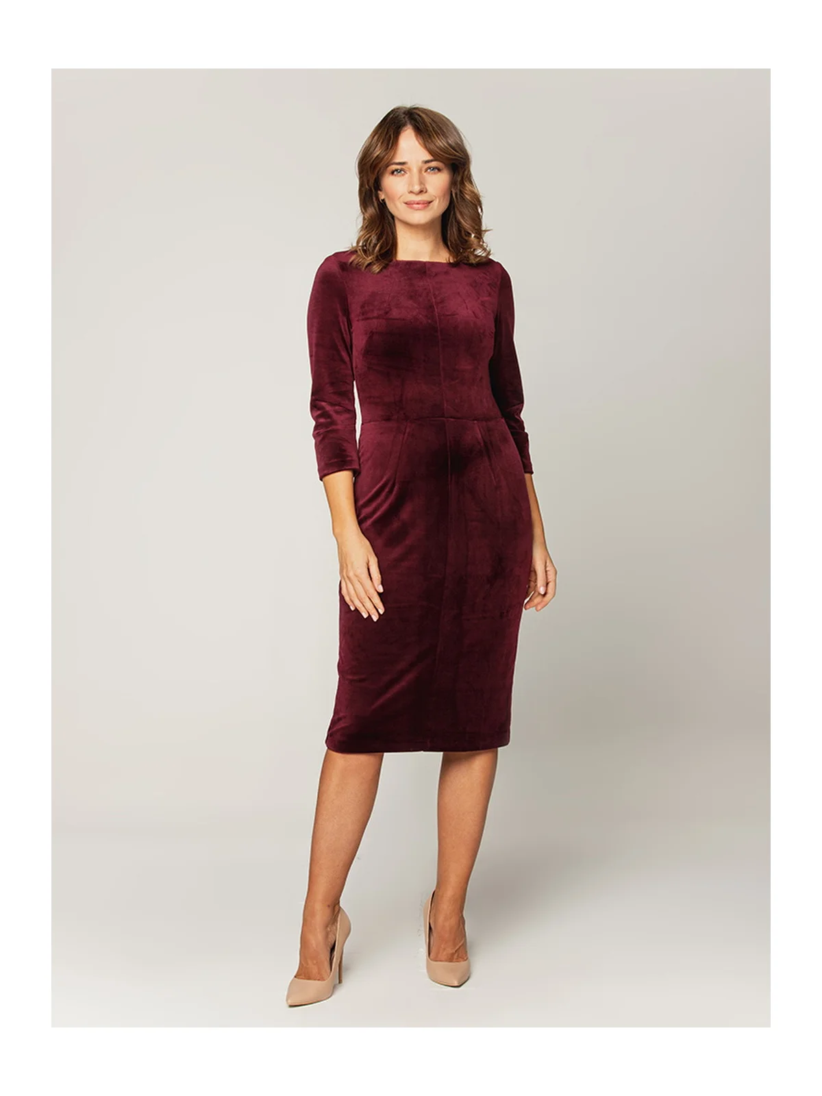 Elegancka bordowa sukienka