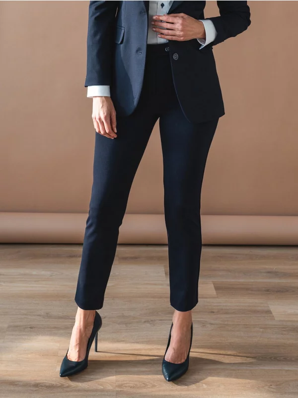 Granatowe spodnie garniturowe