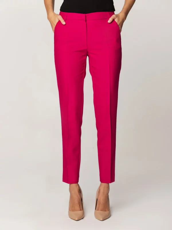 Malinowe spodnie garniturowe