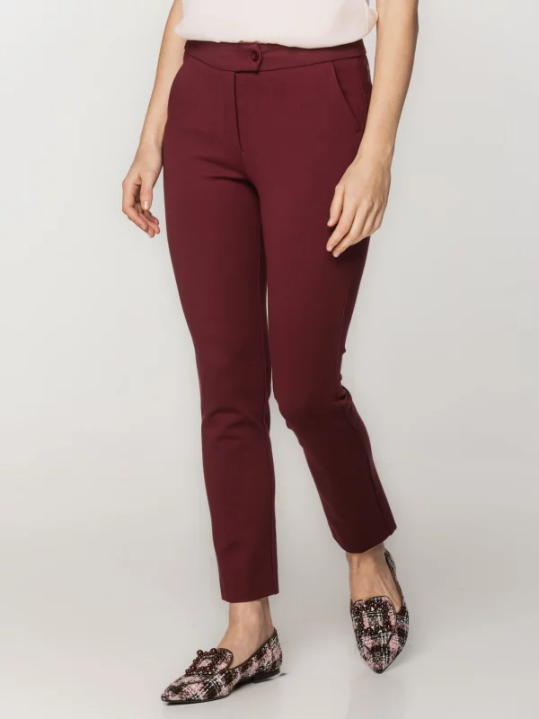 Bordowe spodnie garniturowe