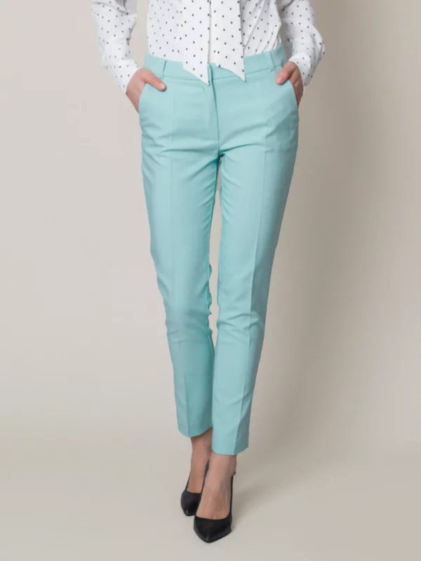Miętowe spodnie garniturowe