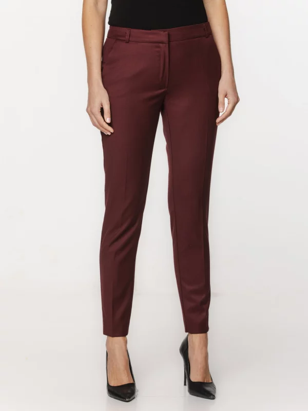 Bordowe spodnie garniturowe