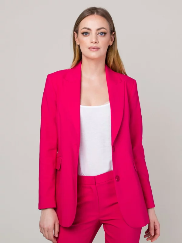 Długa marynarka damska fuksjowa