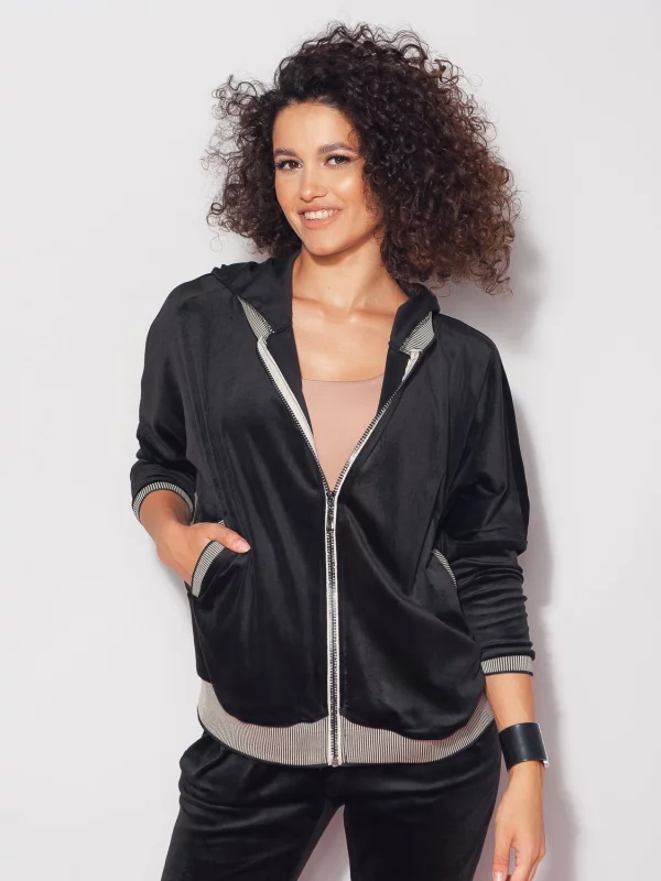 Bluzka welurowa z kapturem