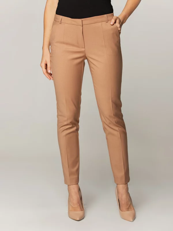 Camelowe spodnie garniturowe