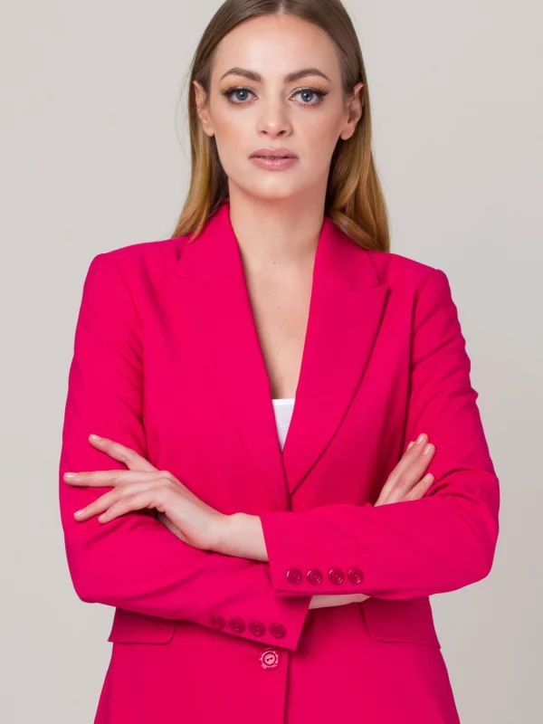Długa marynarka damska fuksjowa