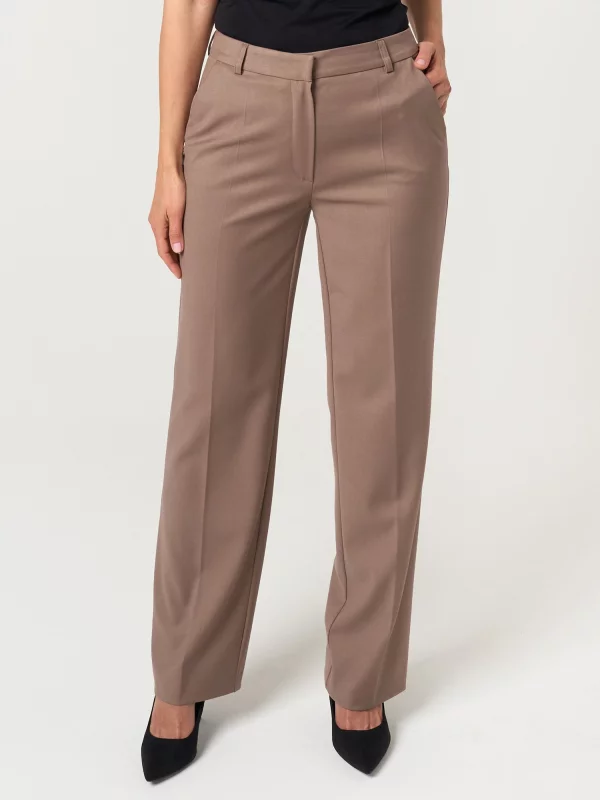 Ciemnobeżowe spodnie garniturowe Long Size