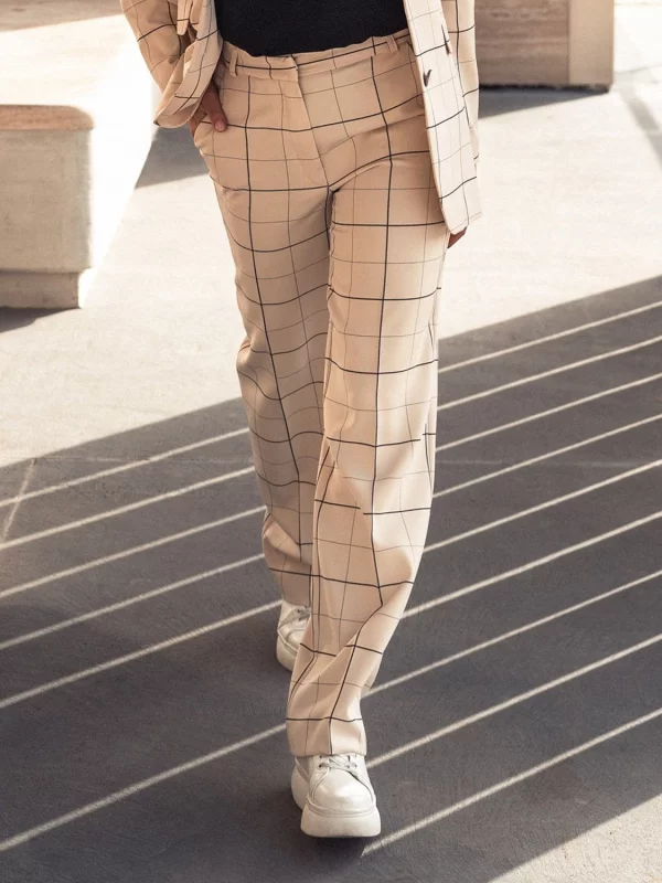 Spodnie garniturowe w kratę