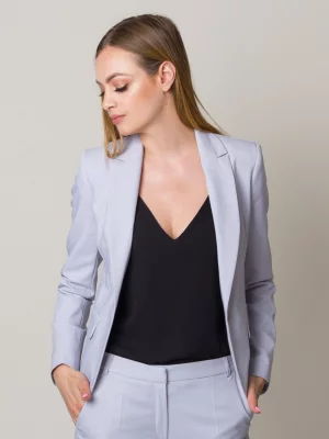 Jasnoszara marynarka damska Long Size