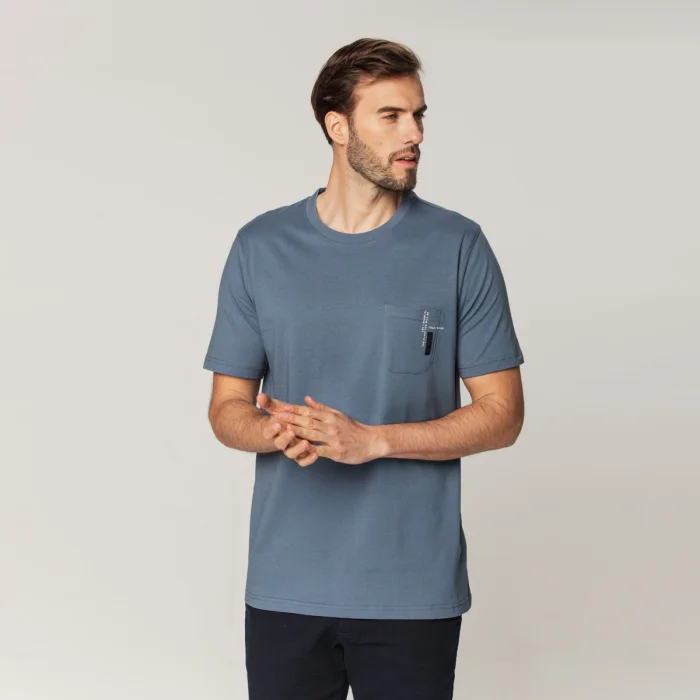 Niebieski t-shirt męski Casa Moda