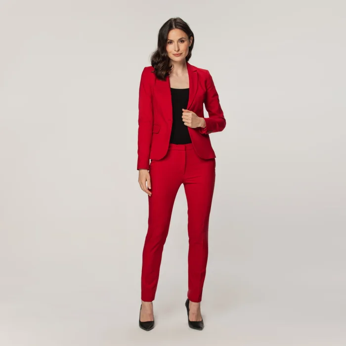 Czerwone spodnie garniturowe Long Size