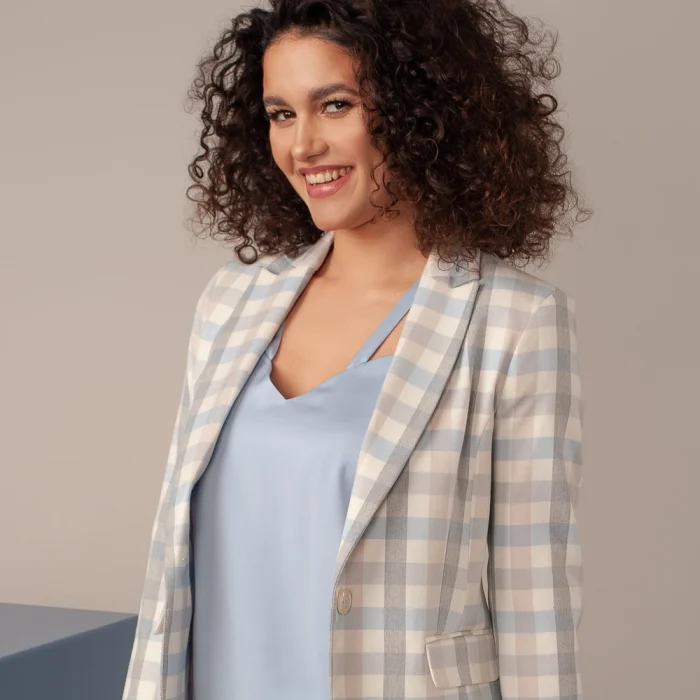 Marynarka damska w kratkę Long Size