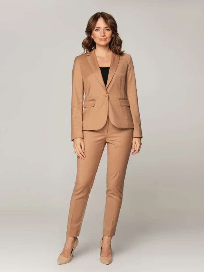 Camelowe spodnie garniturowe