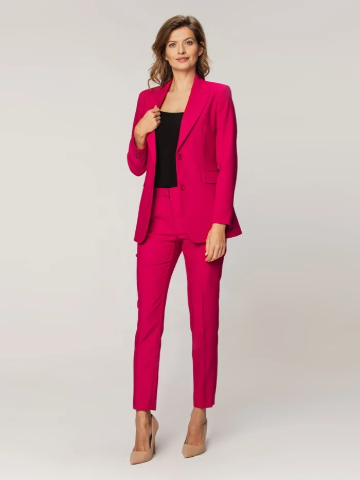 Malinowe spodnie garniturowe