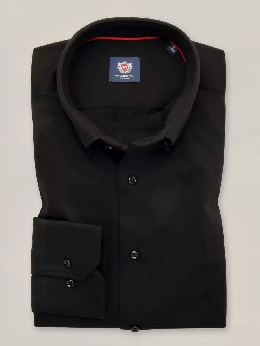 Czarna taliowana koszula typu jersey