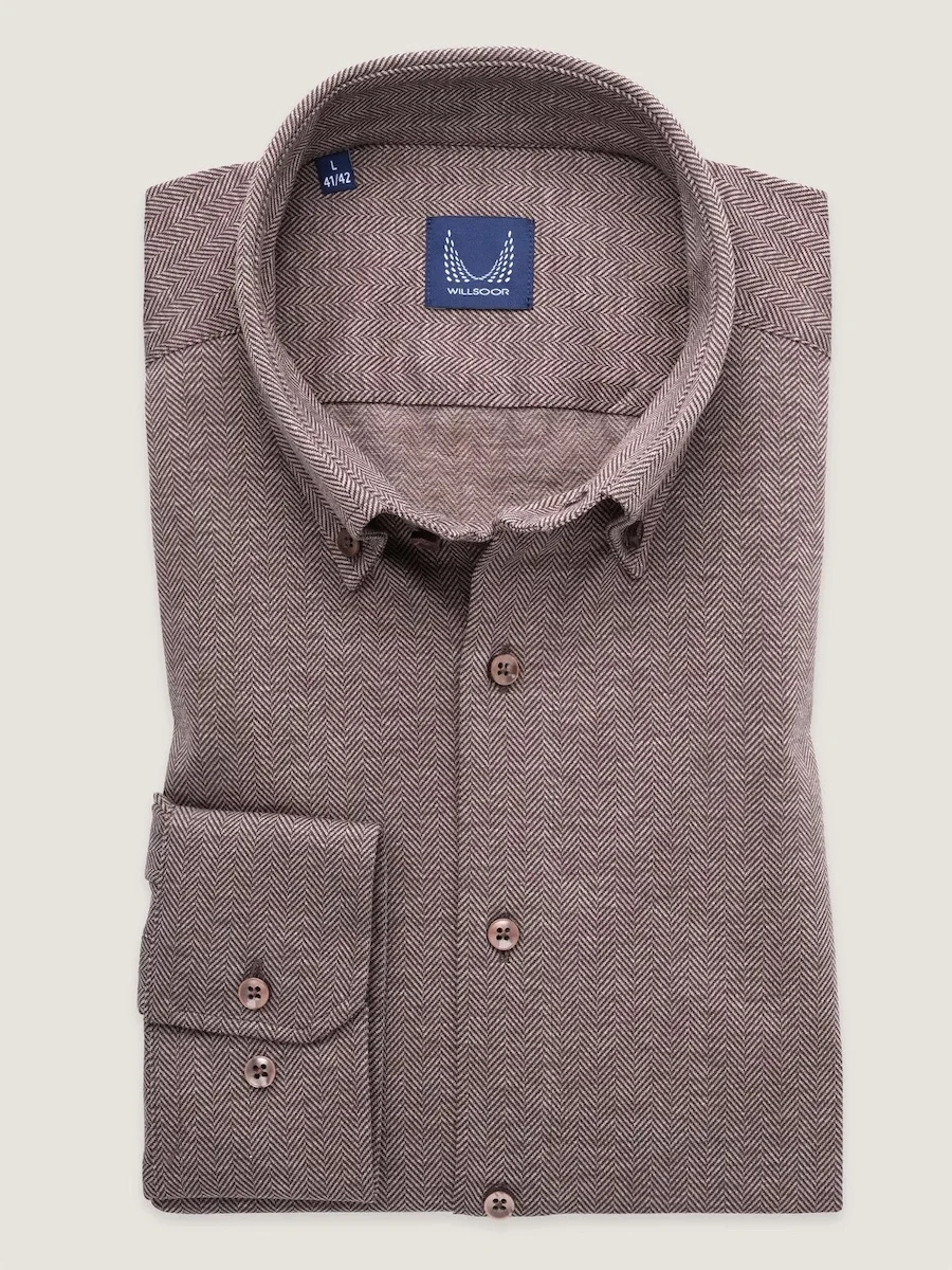 Jasnobrązowa taliowana koszula