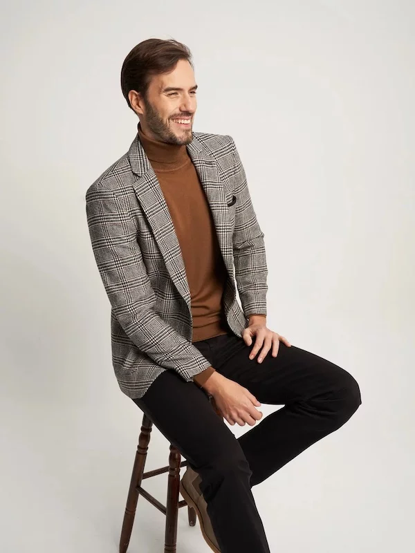 Brązowy, wełniany golf męski